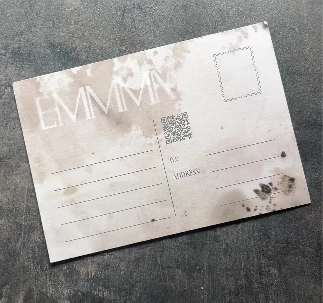 EMMMA postcard back with space for your address