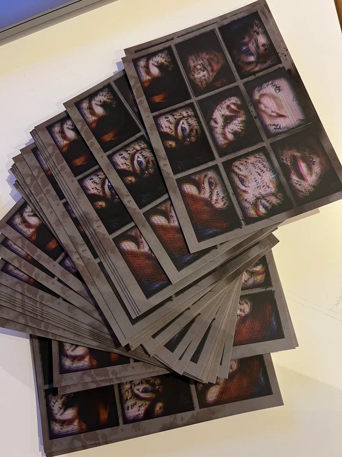 A pile of EMMMA photo postcards
